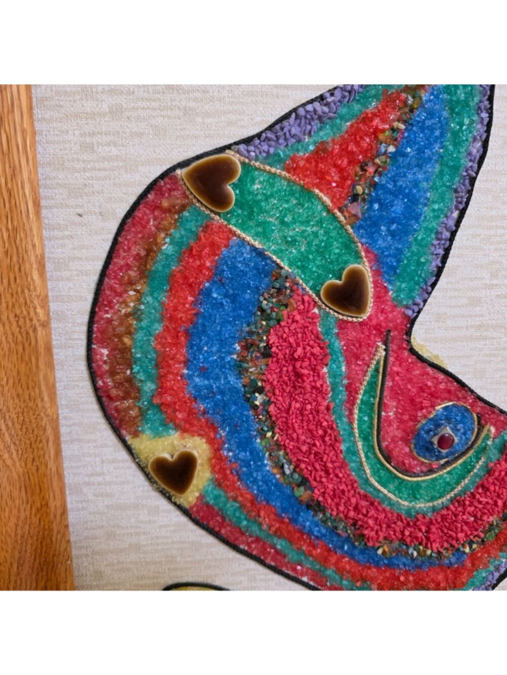 MCM Pebble Gravel & Tile Wall Art Rooster Heart and Square Shaped Tile Large - Picture 4 of 13